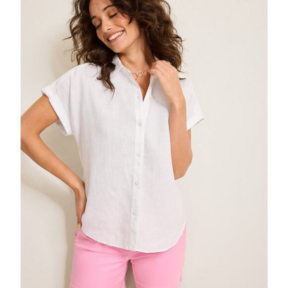 Tommy Bahama Coastalina Linen Camp Shirt Women's White 100% Linen - XL EUC - Picture 1 of 15